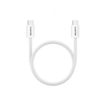 Дата кабель USB-C to USB-C 1.0m 60W Magnet Braided White Canyon (CND-CCMG60AB15W)