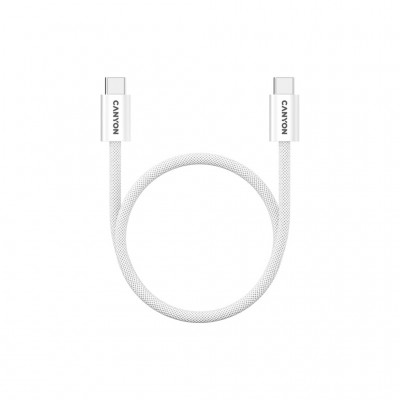 Дата кабель USB-C to USB-C 1.0m 60W Magnet Braided White Canyon (CND-CCMG60AB15W)