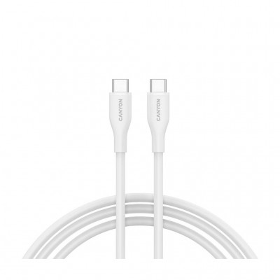 Дата кабель USB-C to USB-C 1.0m CC60SC10 60W Silicon White Canyon (CNS-CC60SC10W)
