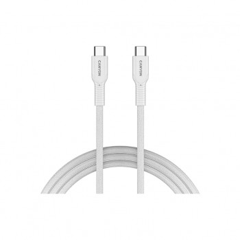 Дата кабель USB-C to USB-C 1.0m OnWire 60CL C-C 60W COLOR Braided 1m White Canyon (CND-CCAP60AB10W)