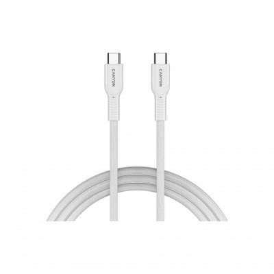 Дата кабель USB-C to USB-C 1.0m OnWire 60CL C-C 60W COLOR Braided 1m White Canyon (CND-CCAP60AB10W)