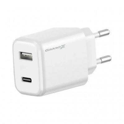 Зарядний пристрій Grand-X CH-890 Fast Charge 1xUSB-C PD20W + 1xUSB QC4.0 + AFC SCP FCP Black (CH-890)