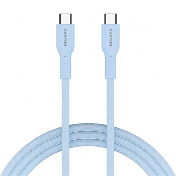 Дата кабель USB-C to USB-C 1.0m OnWire 60CL C-C 60W COLOR Braided 1m Light Blue Canyon (CND-CCAP60AB10LBL)