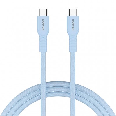 Дата кабель USB-C to USB-C 1.0m OnWire 60CL C-C 60W COLOR Braided 1m Light Blue Canyon (CND-CCAP60AB10LBL)
