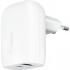 Зарядний пристрій Belkin USB-C PD25W + USB QC12W 37W White (WCB007VFWH)