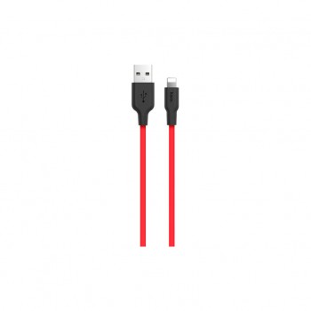 Дата кабель USB 2.0 AM to Lightning 1.0m 2A silicone X21 black+red HOCO (6957531071372)