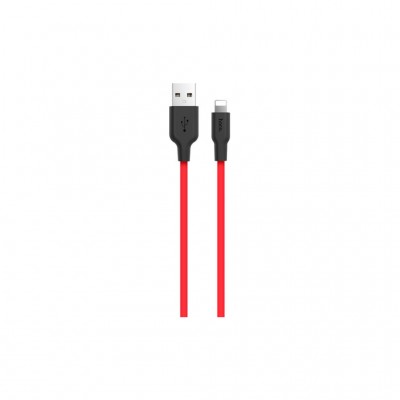 Дата кабель USB 2.0 AM to Lightning 1.0m 2A silicone X21 black+red HOCO (6957531071372)