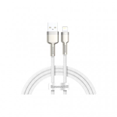 Дата кабель USB 2.0 AM to Lightning 1.0m Cafule Series Metal 2.4A White Baseus (CALJK-A02)