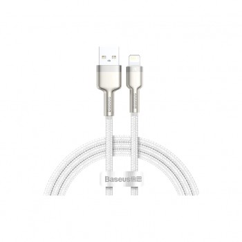 Дата кабель USB 2.0 AM to Lightning 2.0m Cafule Series Metal 2.4A White Baseus (CALJK-B02)