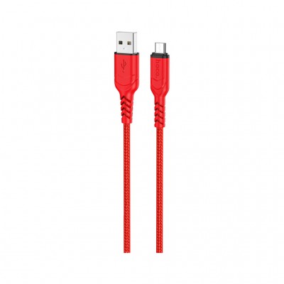 Дата кабель USB 2.0 AM to Micro 5P 1.0m 2.4A nylon X59 red HOCO (6931474744906)