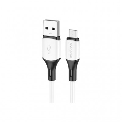 Дата кабель USB 2.0 AM to Micro 5P 1.0m 2.4A silicone BX79 white BOROFONE (6974443384772)