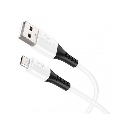 Дата кабель USB 2.0 AM to Micro 5P 1.0m 2.4A silicone X82 white HOCO (6931474768568)