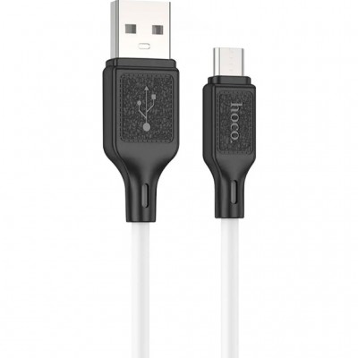 Дата кабель USB 2.0 AM to Micro 5P 1.0m Cool silicone X90 white HOCO (6931474788436)
