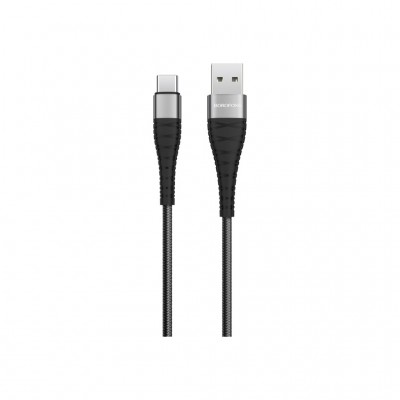 Дата кабель USB 2.0 AM to USB-C 1.0m 2.4A nylon BX32 black BOROFONE (6931474710451)