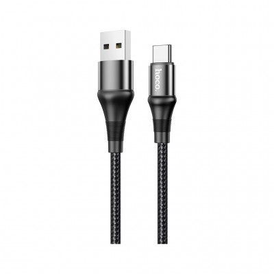 Дата кабель USB 2.0 AM to USB-C 1.0m 3A nylon X50 black HOCO (6931474734235)