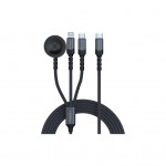 Дата кабель USB-C to Lightning 27W + USB-C 60W + Apple Watch 2.5W 1.5m icharge trio black Promate (icharge-trio.black)