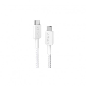 Дата кабель USB-C to USB-C 0.9m nylon 322 white Anker (A81F5H21/A81F5G21)
