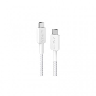 Дата кабель USB-C to USB-C 0.9m nylon 322 white Anker (A81F5H21/A81F5G21)