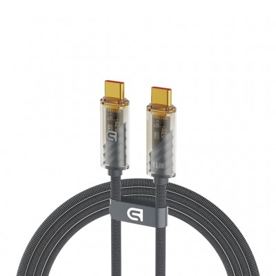 Дата кабель USB-C to USB-C 1.0m transparent 100W grey Armorstandart (ARM75871)