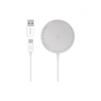 Зарядний пристрій Promate wireless charger auramag-15w silver (auramag-15w.silver)