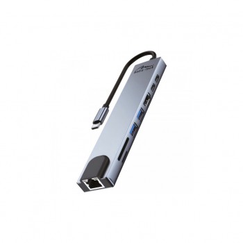 USB-хаб Media-Tech USB-C 8-in-1 HDMI 4K/2xUSB-A/2xUSB-C/RJ45/SD/TF/PD (MT5046)