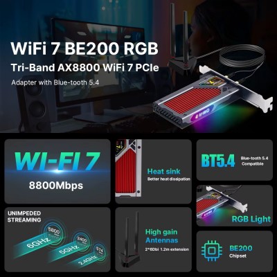 WiFi-адаптер PCI Express Fenvi FV-BE8800RGB PCI Express