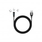 Дата кабель USB 2.0 AM to Lightning + Micro 5P + USB-C 1.0m Magnetic ColorWay (CW-CBUU038-BK)