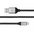 Дата кабель USB 2.0 AM to USB-C 1.0m Leather Premium black-silver REAL-EL (EL123500049)