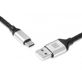 Дата кабель USB 2.0 AM to USB-C 1.0m Leather Premium black-silver REAL-EL (EL123500049)