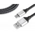 Дата кабель USB 2.0 AM to USB-C 1.0m Leather Premium black-silver REAL-EL (EL123500049)