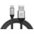 Дата кабель USB 2.0 AM to USB-C 1.0m Leather Premium black-silver REAL-EL (EL123500049)