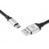 Дата кабель USB 2.0 AM to USB-C 1.0m Leather Premium black-silver REAL-EL (EL123500049)
