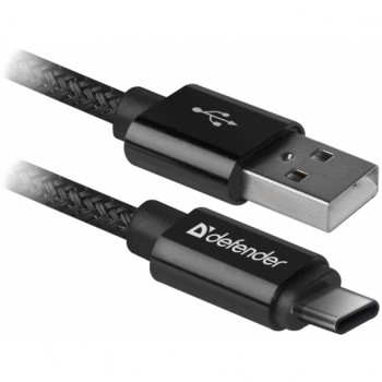 Дата кабель USB 2.0 AM to USB-C 1.0m PRO Black Defender (87814)