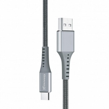 Дата кабель USB 2.0 AM to USB-C 1.2m Grey Grand-X (FC-12G)
