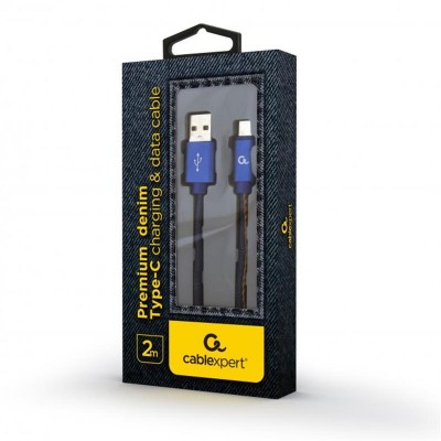 Дата кабель USB 2.0 AM to USB-C 2.0m Cablexpert (CC-USB2J-AMCM-2M-BL)