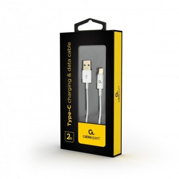 Дата кабель USB 2.0 AM to USB-C 2.0m Cablexpert (CC-USB2P-AMCM-2M-W)