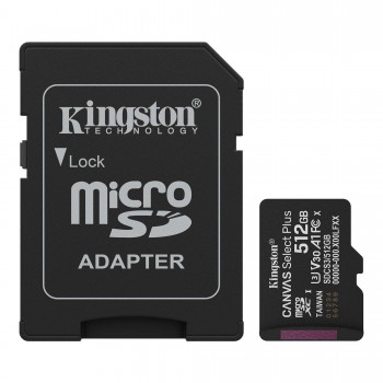 Карта пам'яті Kingston 512GB microSDXC class 10 UHS-I U3 V30 A1 Canvas Select Plus (SDCS3/512GB)
