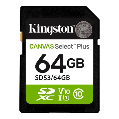 Карта пам'яті SD 64GB SDXC class 10 UHS-I V10 A1 Canvas Select Plus Kingston (SDS3/64GB)
