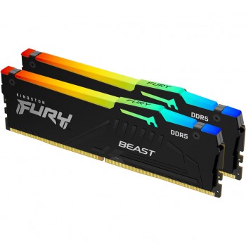 Пам'ять DDR5 64GB (2x32GB) 5600 MHz Beast RGB EXPO Black Kingston Fury (ex.HyperX) KF556C36BBE2AK2-64