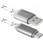 Дата кабель USB 2.0 AM to Micro 5P 1.0m GrayLED backlight Defender (87554)