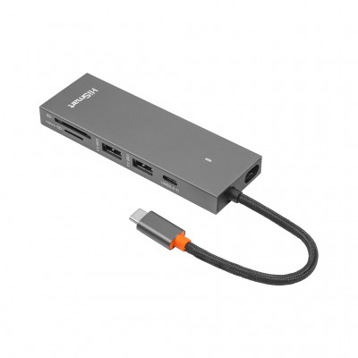 USB-хаб HiSmart USB-C to 2xUSB 3.0 + 2xUSB-C + SD + TF + HDMI 4K6 (CA913459)