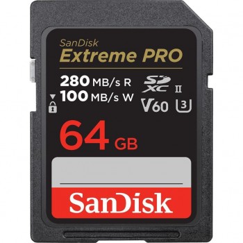 Карта пам'яті SD 64GB SD class 10 UHS-I U3 V60 R280/W100MB/s Extrem SANDISK (SDSDXEP-064G-GN4IN)