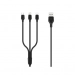 Дата кабель USB 2.0 AM to Lightning + Micro 5P + USB-C 1.0m 2.1A black XO (NB103-3in1-1-BK)