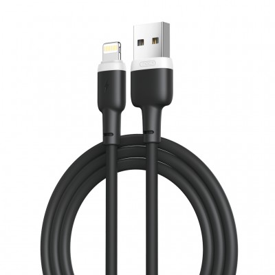 Дата кабель USB 2.0 AM to Lightning 1.0m 2.1A silicone black XO (NB208-L-1-BK)