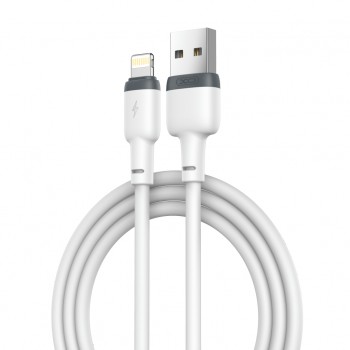 Дата кабель USB 2.0 AM to Lightning 1.0m 2.1A silicone white XO (NB208-L-1-WH)