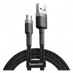 Дата кабель USB 2.0 AM to Micro 5P 0.5m Cafule 2.4A Black-Grey Baseus (CAMKLF-AG1)