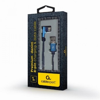 Дата кабель USB 2.0 AM to USB-C 1.0m 90° Cablexpert (CC-USB2J-AMCML-1M-BL)