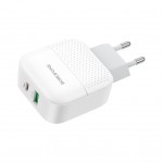 Зарядний пристрій BOROFONE BA46A USB-C PD + USB QC3.0 18W white (6931474727343)