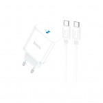 Зарядний пристрій HOCO C104A USB-C PD20W + cable USB-C to USB-C white (6931474782915)