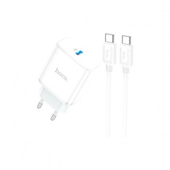 Зарядний пристрій HOCO C104A USB-C PD20W + cable USB-C to USB-C white (6931474782915)